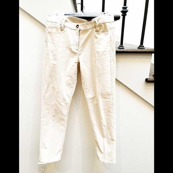 SALE J. Jill Cream Narrow Wale Corduroy, Mid Rise, 5 Pocket Boot Cut Jean, EUC - Picture 1 of 7